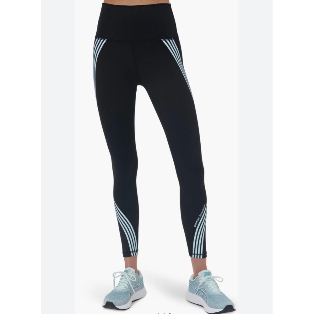 Spiritual Gangster Leggings Women medium Black Blue Excellent High Waist Yoga